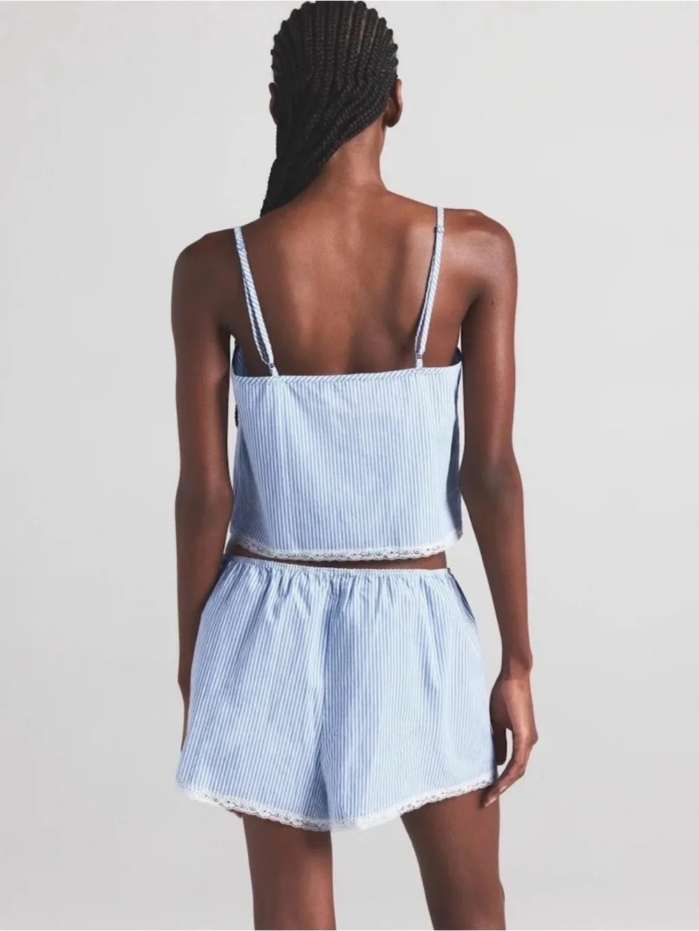 SKIMS Blue & White Striped Cotton Sleep Cami